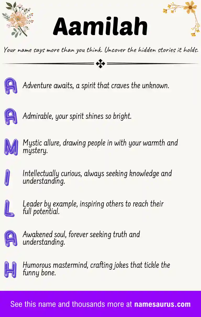 Acrostic poem about Aamilah.