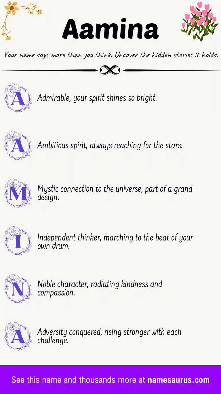 Acrostic poem about Aamina.