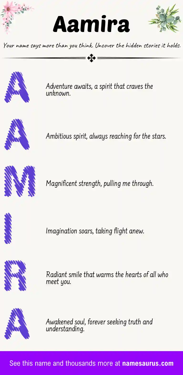 Acrostic poem about Aamira.