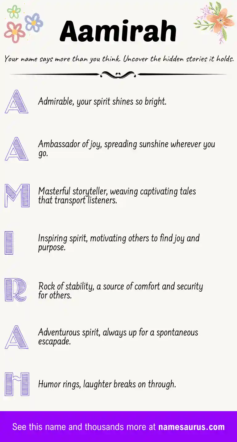 Acrostic poem about Aamirah.