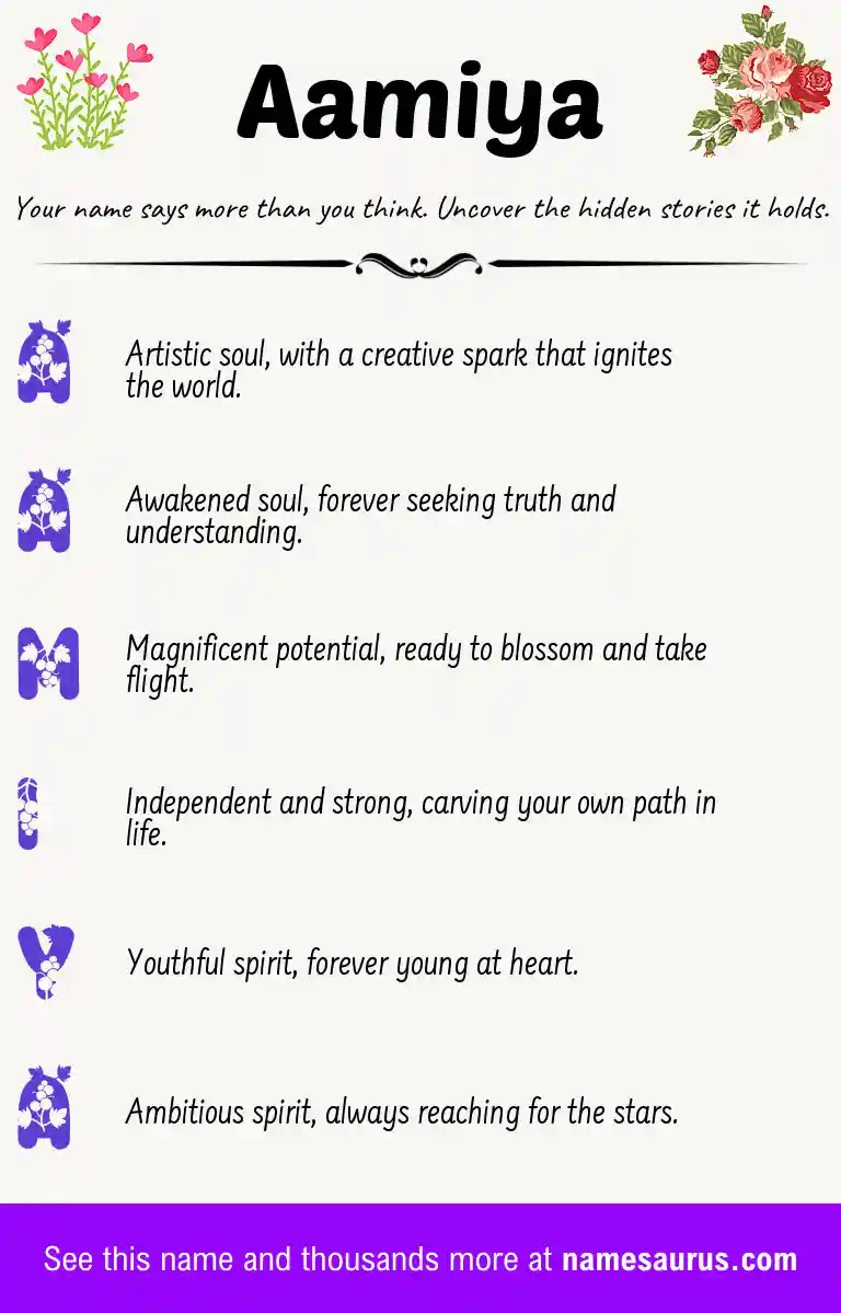 Acrostic poem about Aamiya.