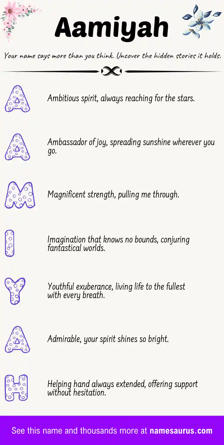 Acrostic poem about Aamiyah.