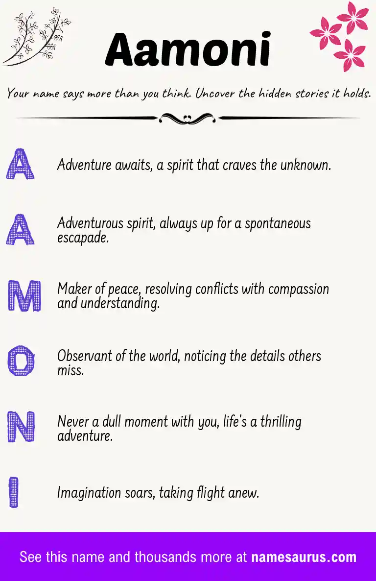 Acrostic poem about Aamoni.