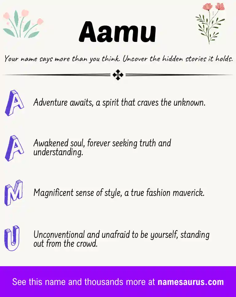 Acrostic poem about Aamu.