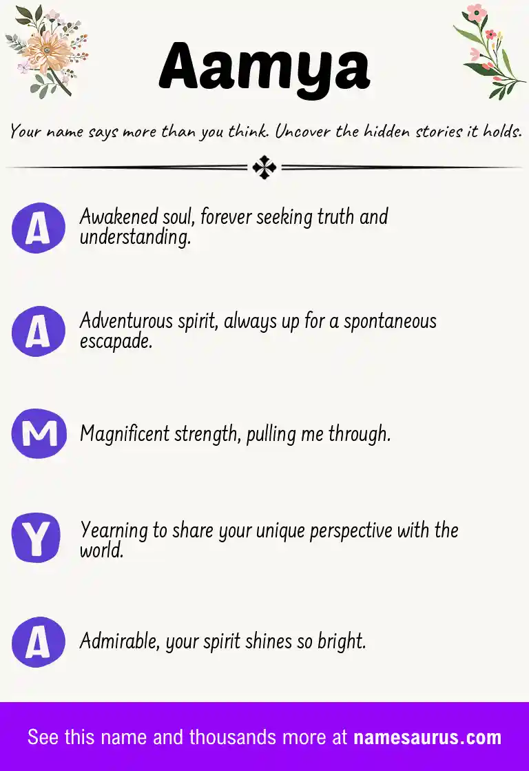 Acrostic poem about Aamya.