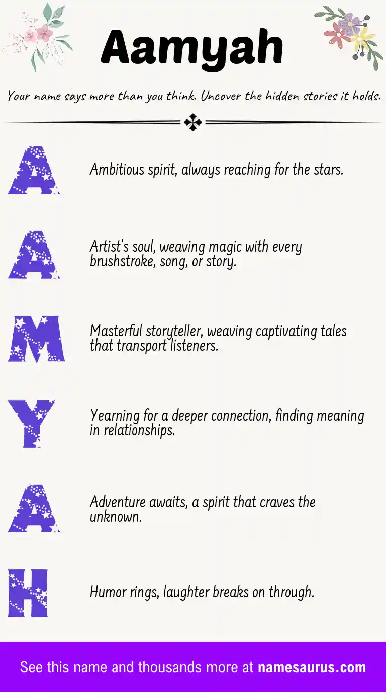 Acrostic poem about Aamyah.