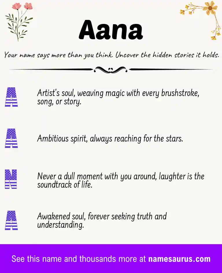 Acrostic poem about Aana.