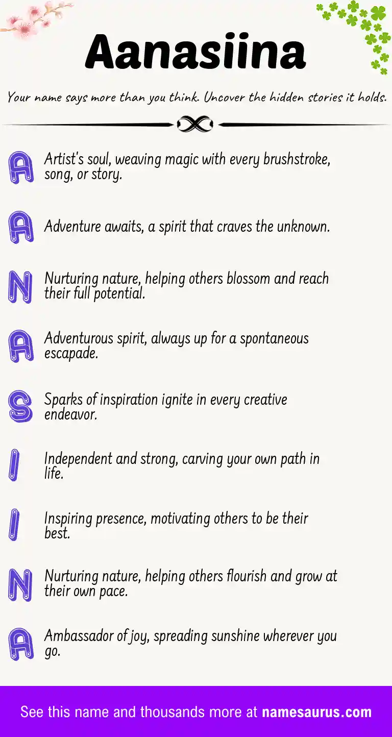 Acrostic poem about Aanasiina.