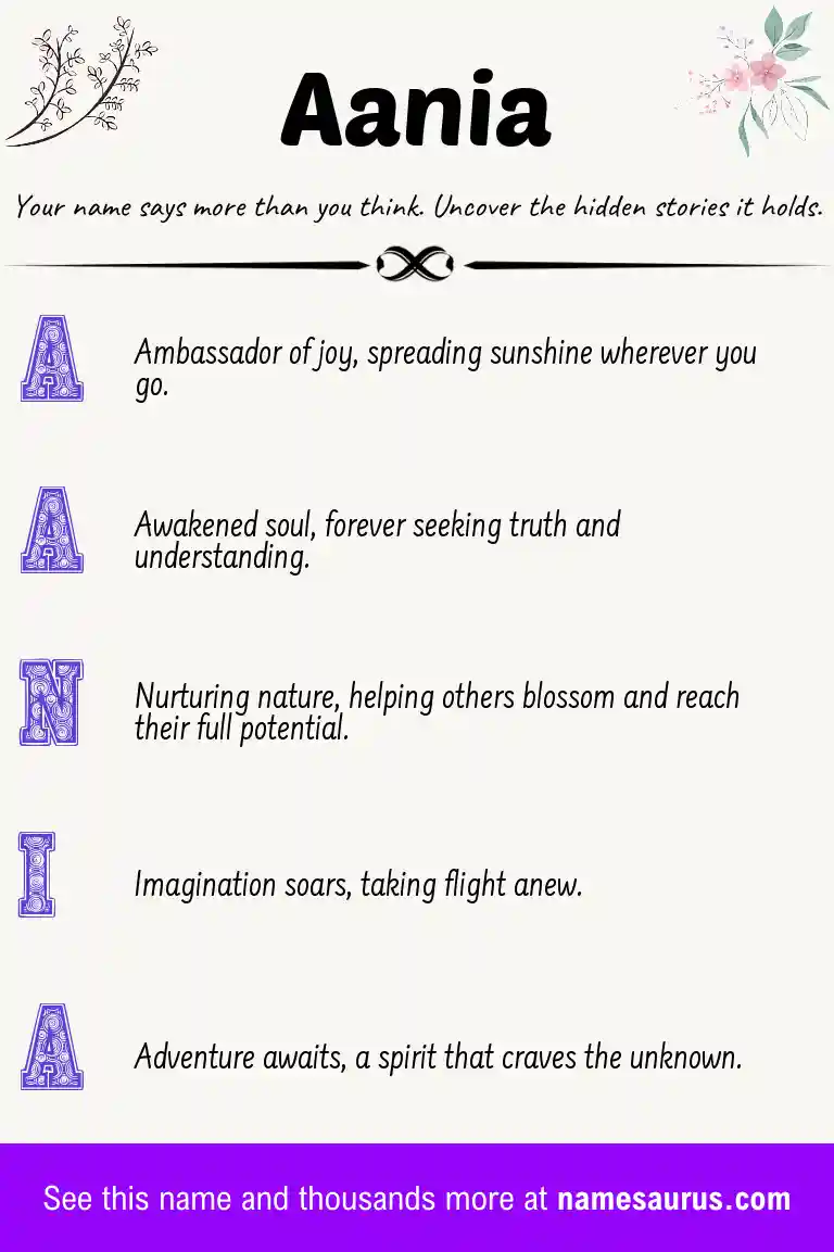 Acrostic poem about Aania.