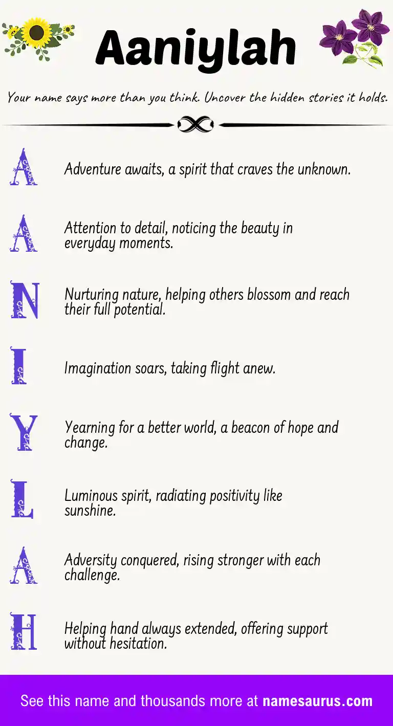 Acrostic poem about Aaniylah.
