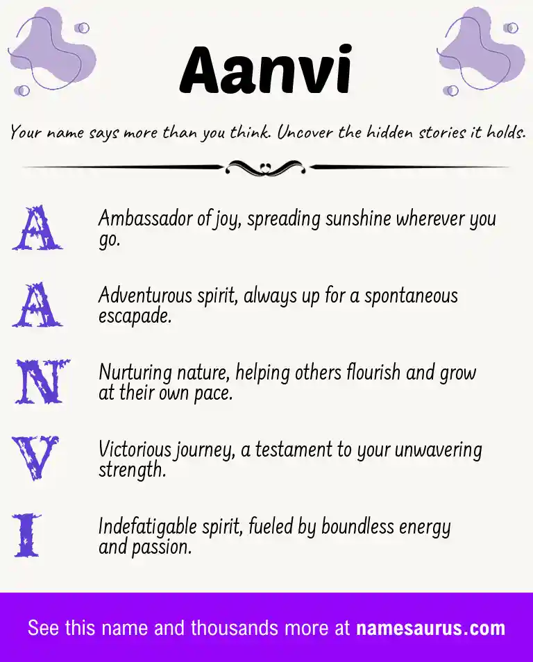 Acrostic poem about Aanvi.