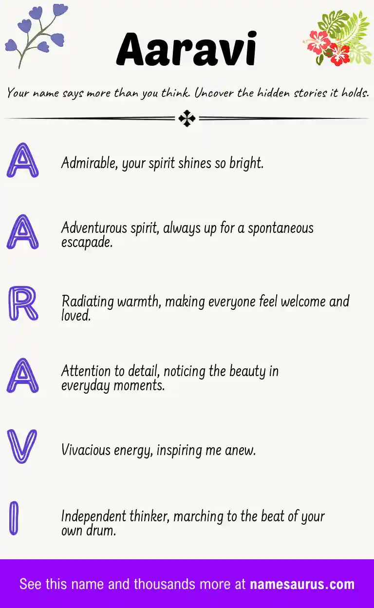 Acrostic poem about Aaravi.