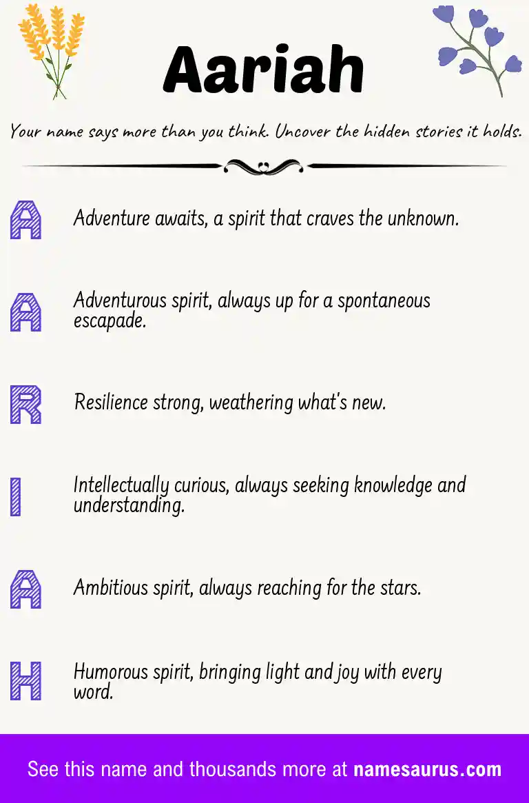 Acrostic poem about Aariah.