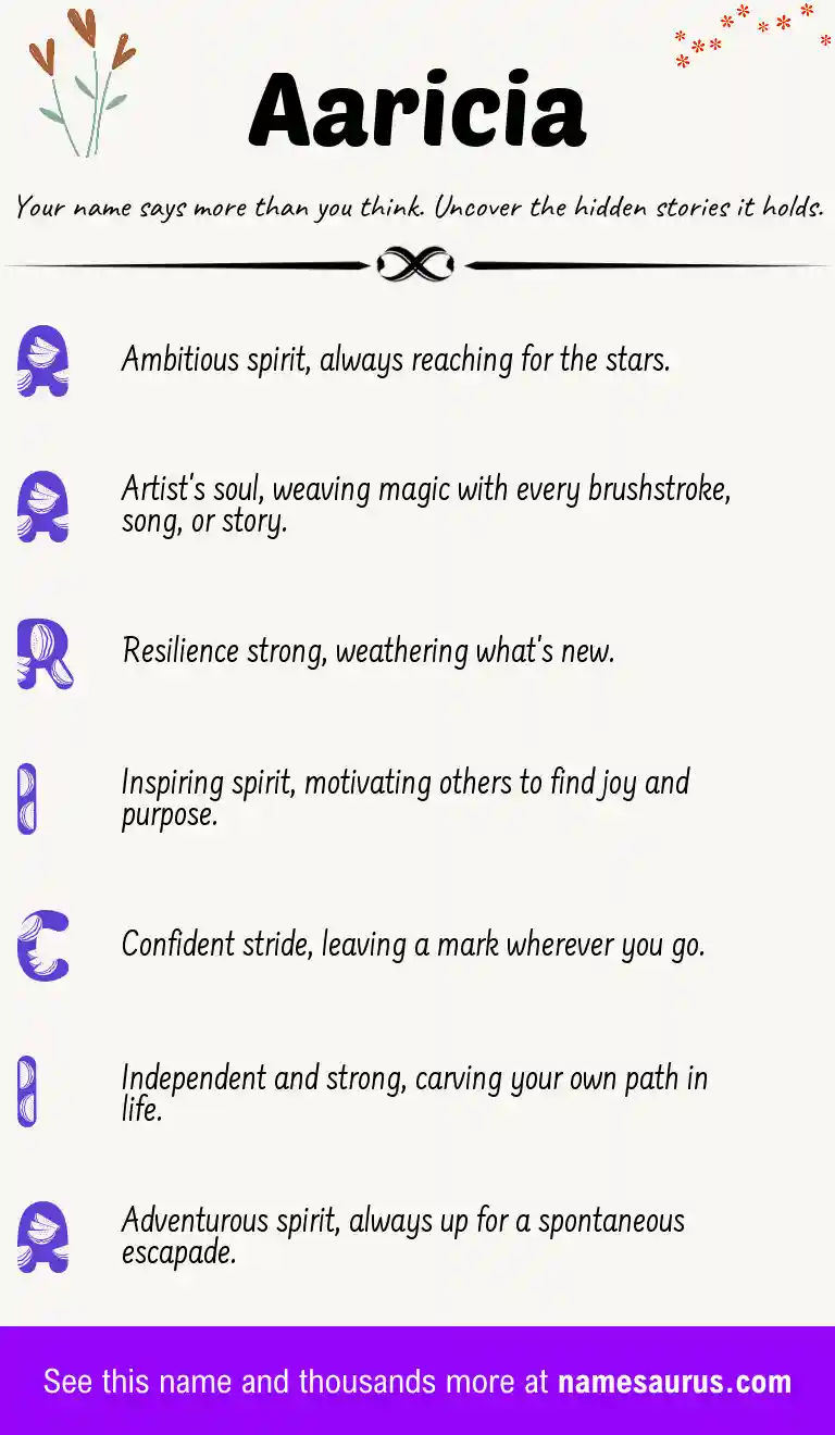 Acrostic poem about Aaricia.
