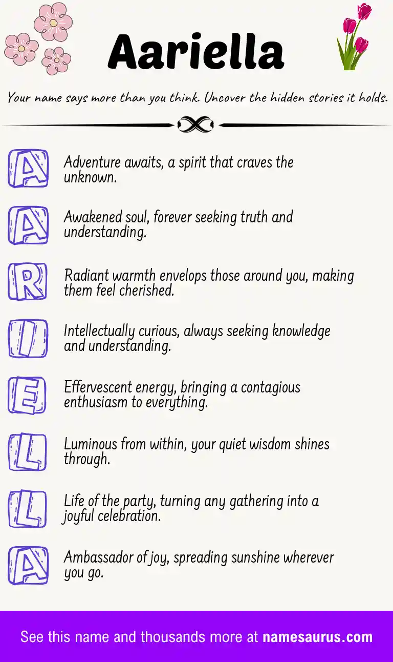 Acrostic poem about Aariella.