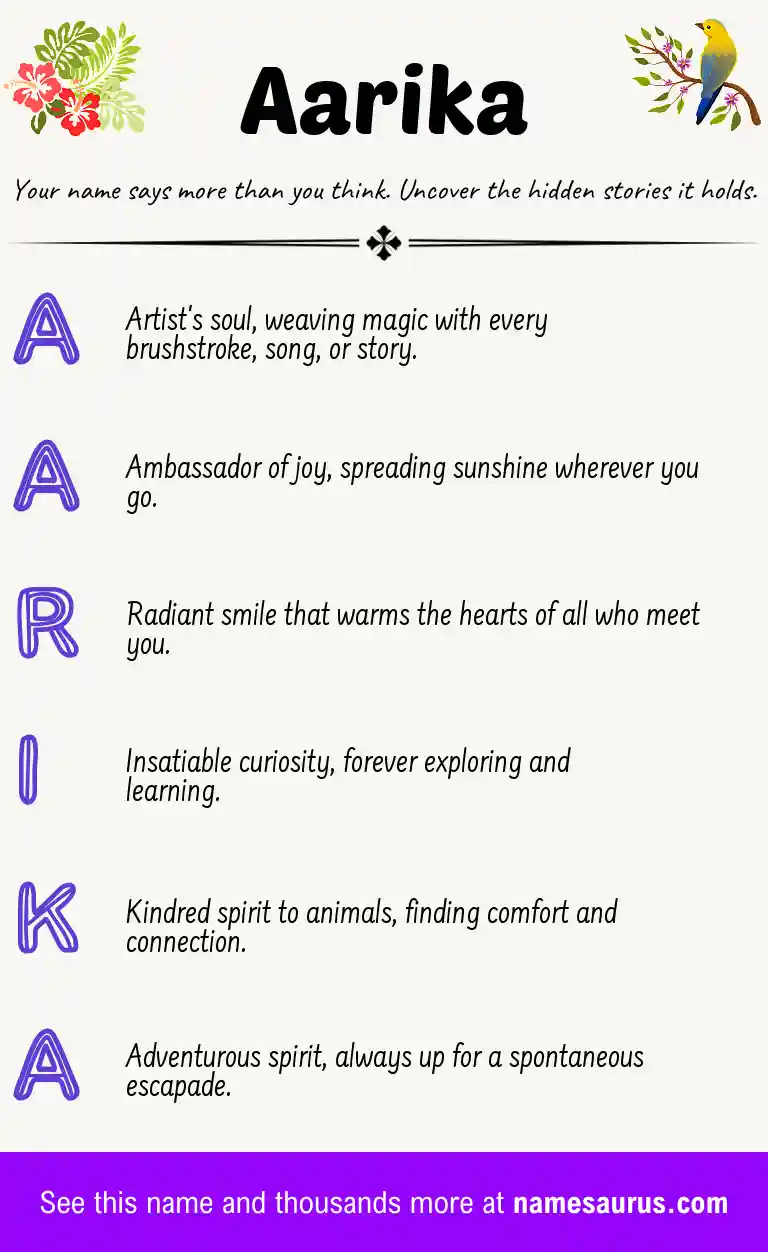 Acrostic poem about Aarika.