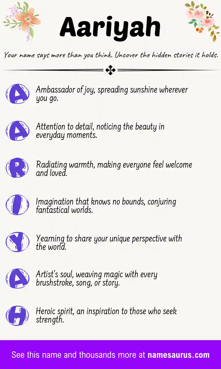 Acrostic poem about Aariyah.