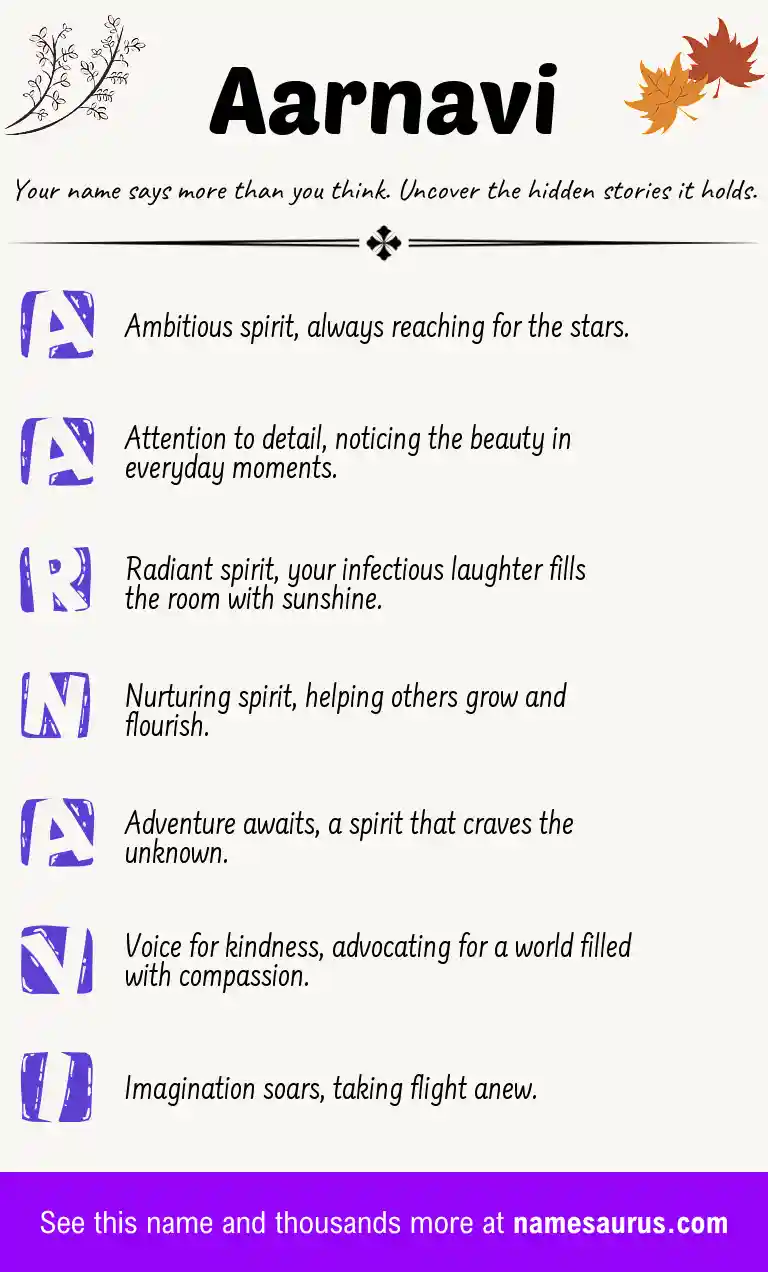 Acrostic poem about Aarnavi.