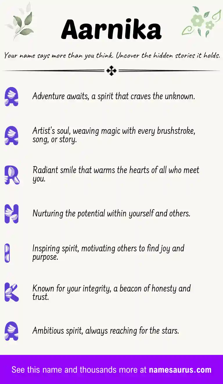 Acrostic poem about Aarnika.