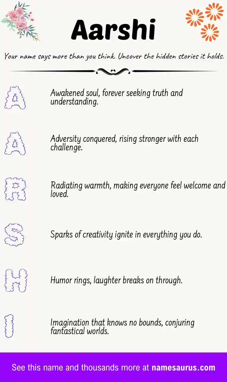 Acrostic poem about Aarshi.