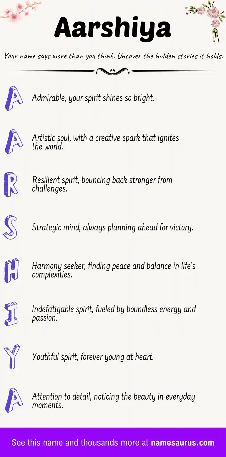 Acrostic poem about Aarshiya.
