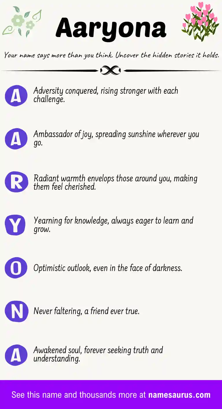 Acrostic poem about Aaryona.