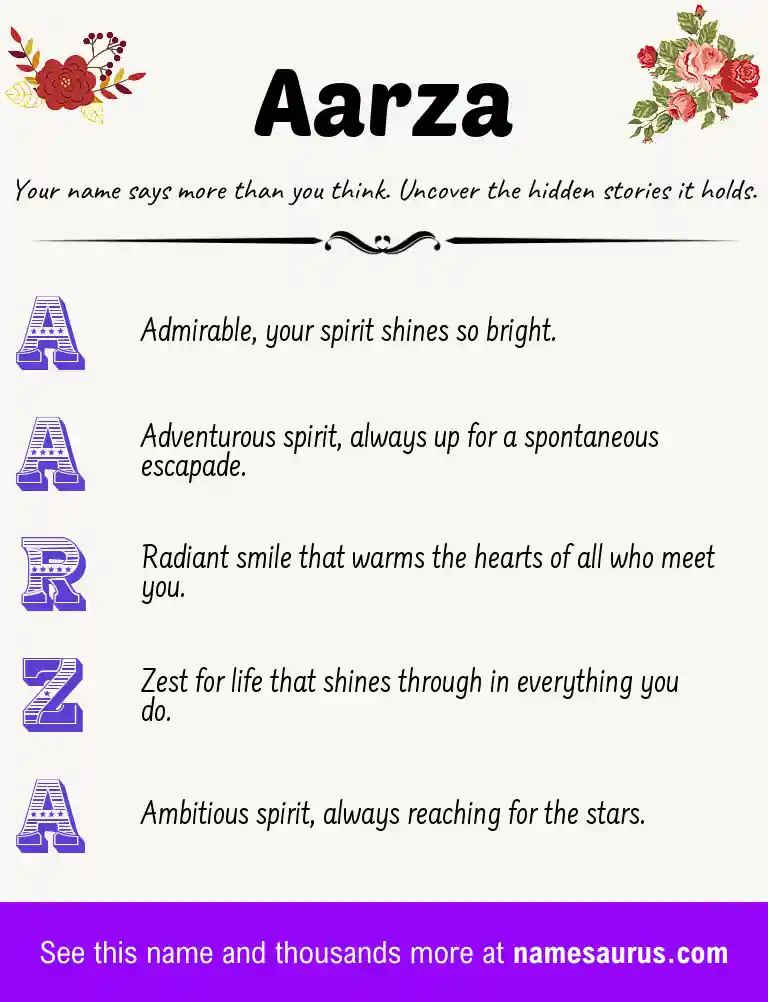 Acrostic poem about Aarza.