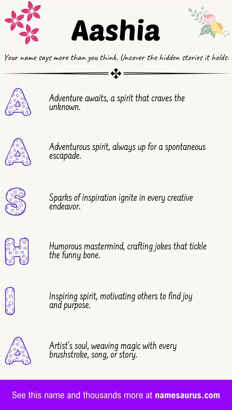 Acrostic poem about Aashia.