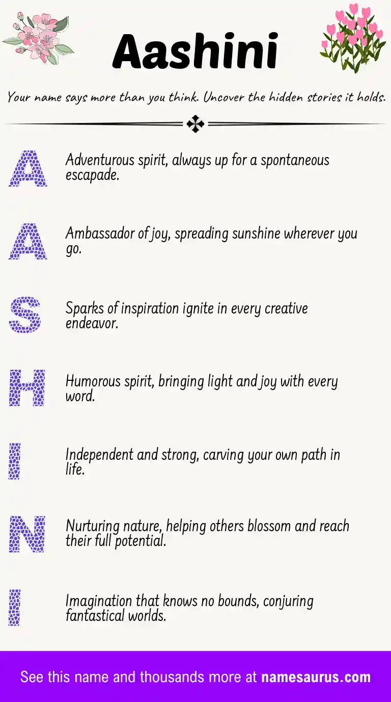 Acrostic poem about Aashini.