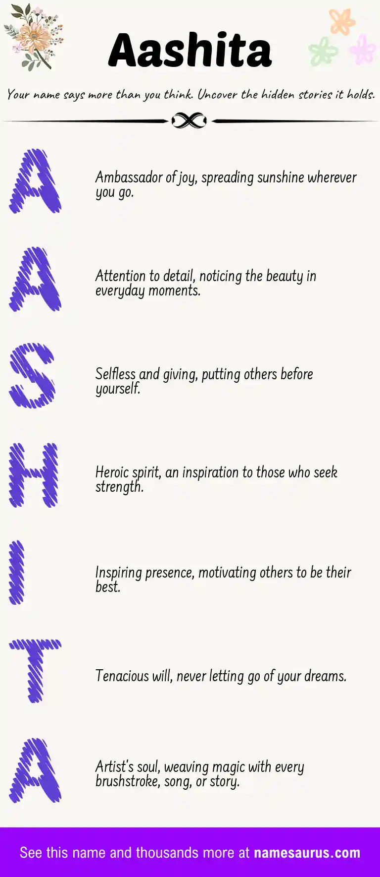 Acrostic poem about Aashita.