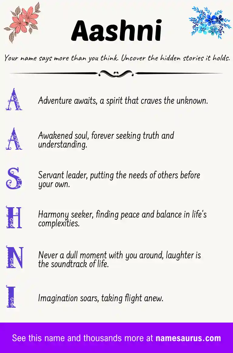 Acrostic poem about Aashni.