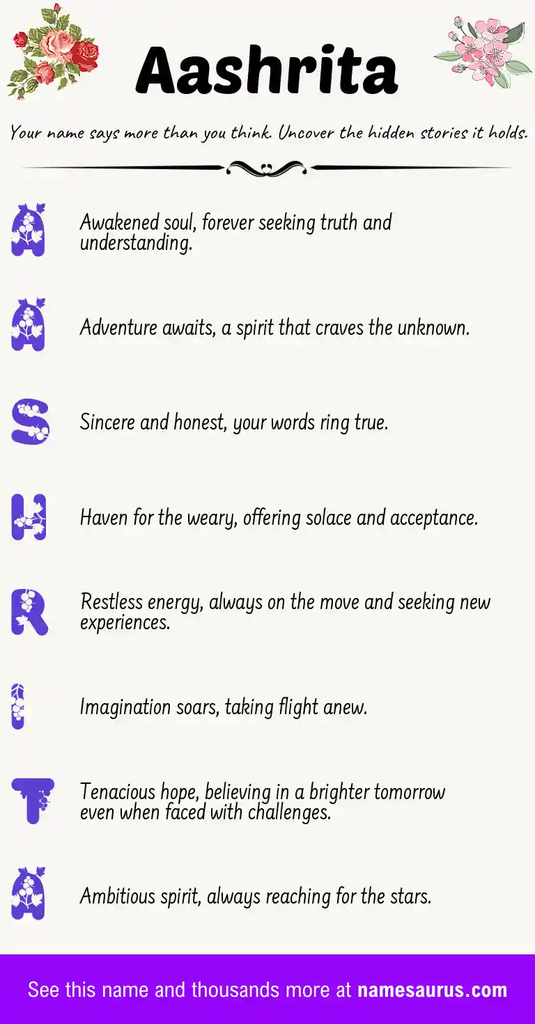 Acrostic poem about Aashrita.