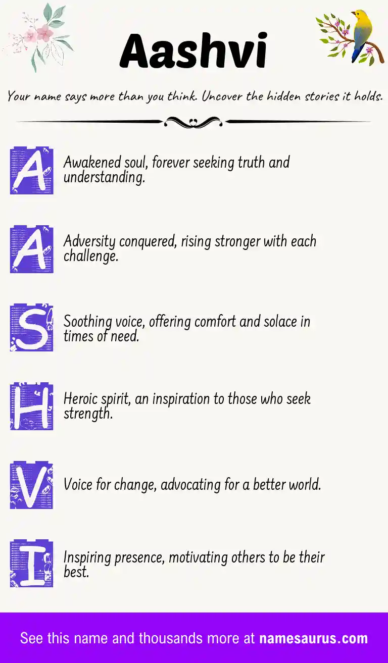 Acrostic poem about Aashvi.