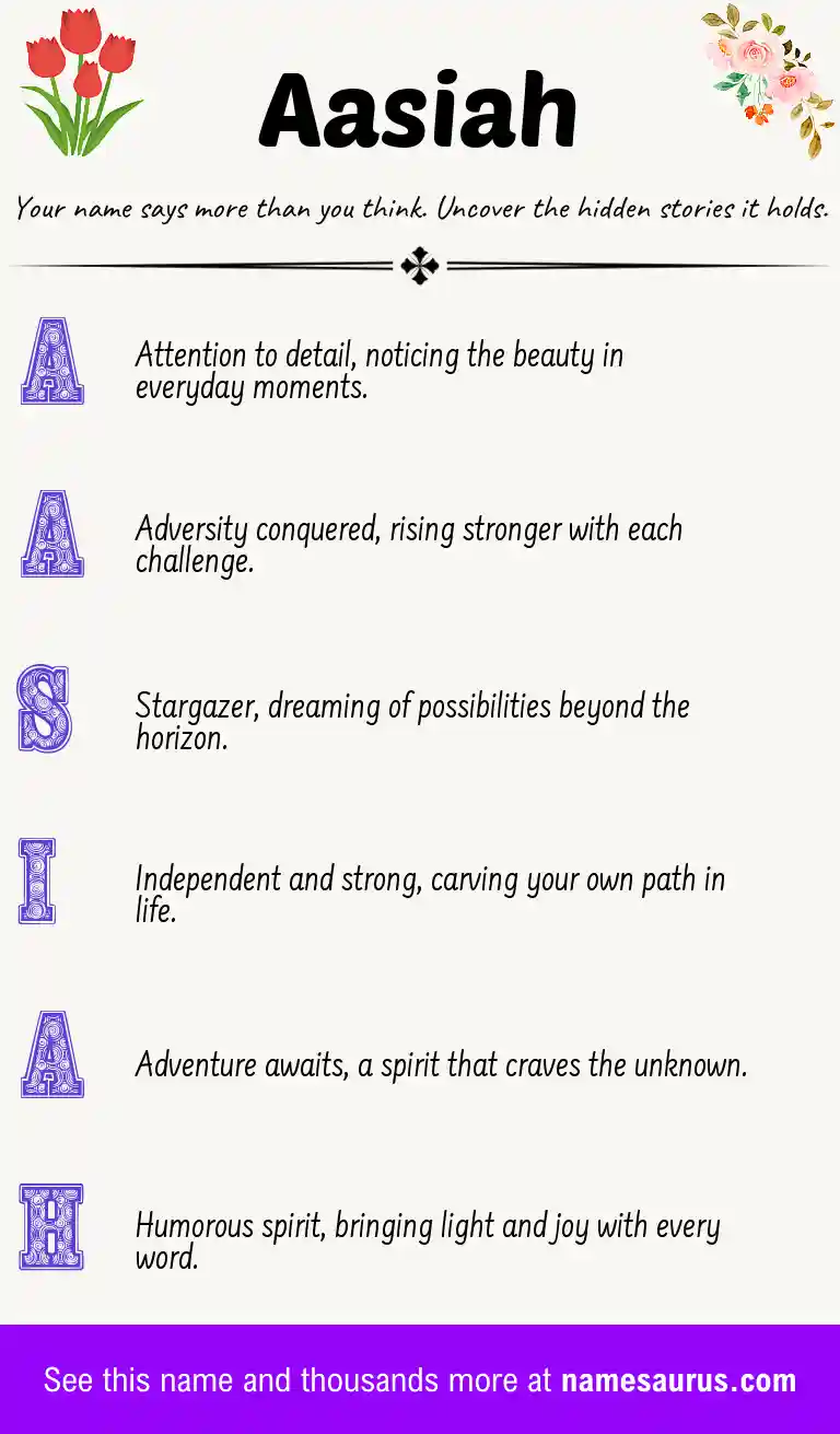 Acrostic poem about Aasiah.