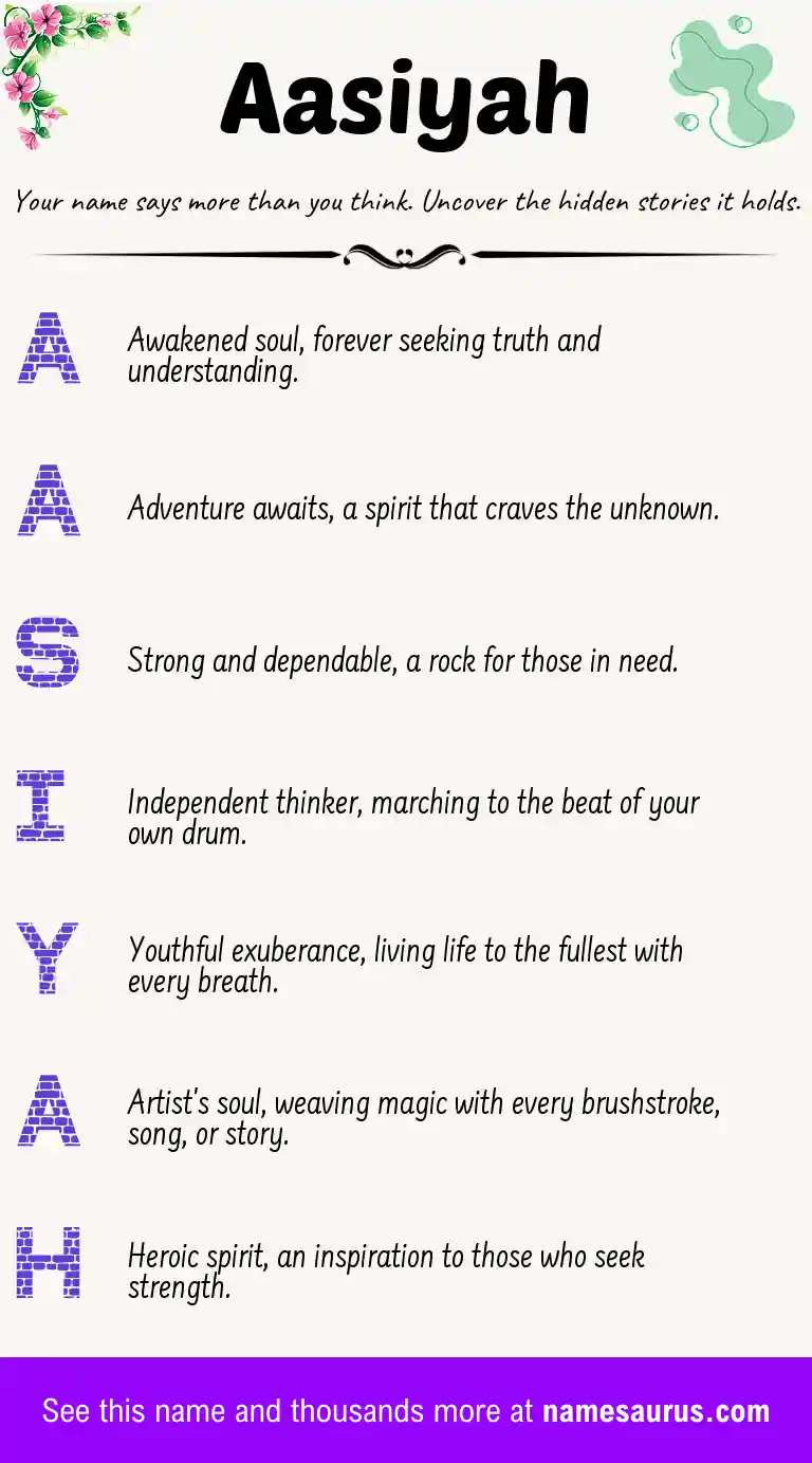 Acrostic poem about Aasiyah.