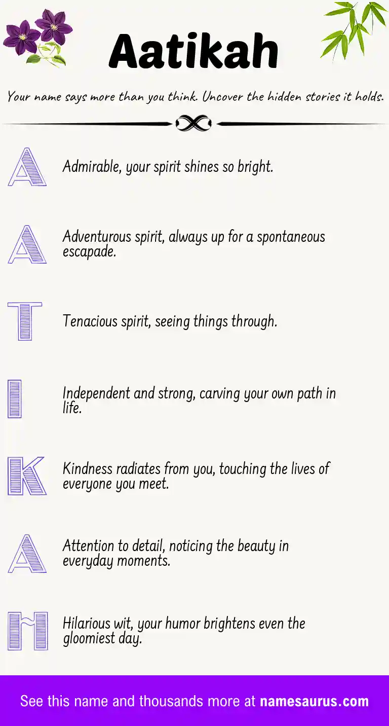Acrostic poem about Aatikah.
