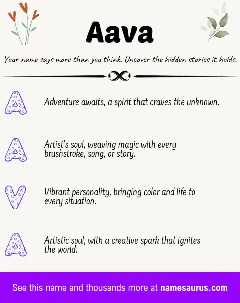Acrostic poem about Aava.