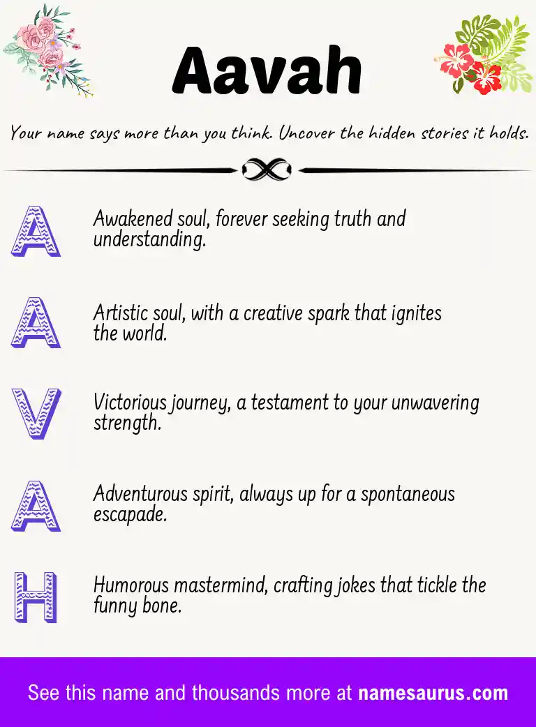 Acrostic poem about Aavah.