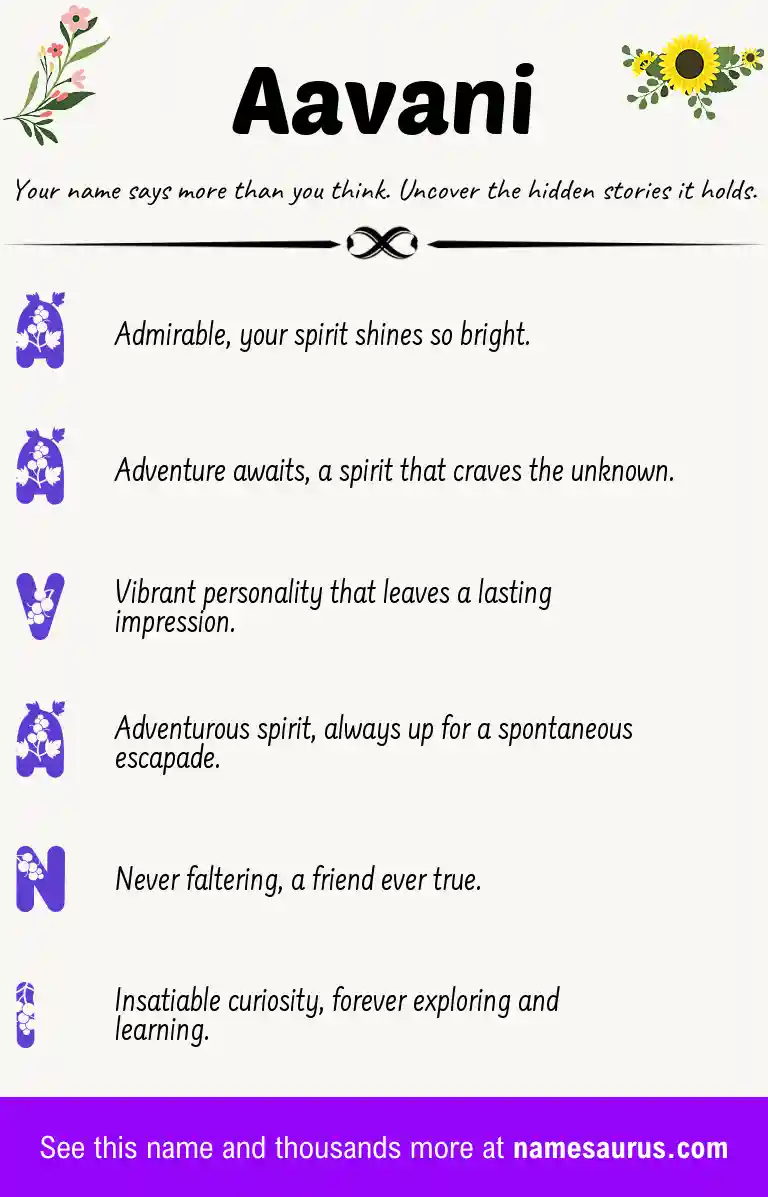 Acrostic poem about Aavani.