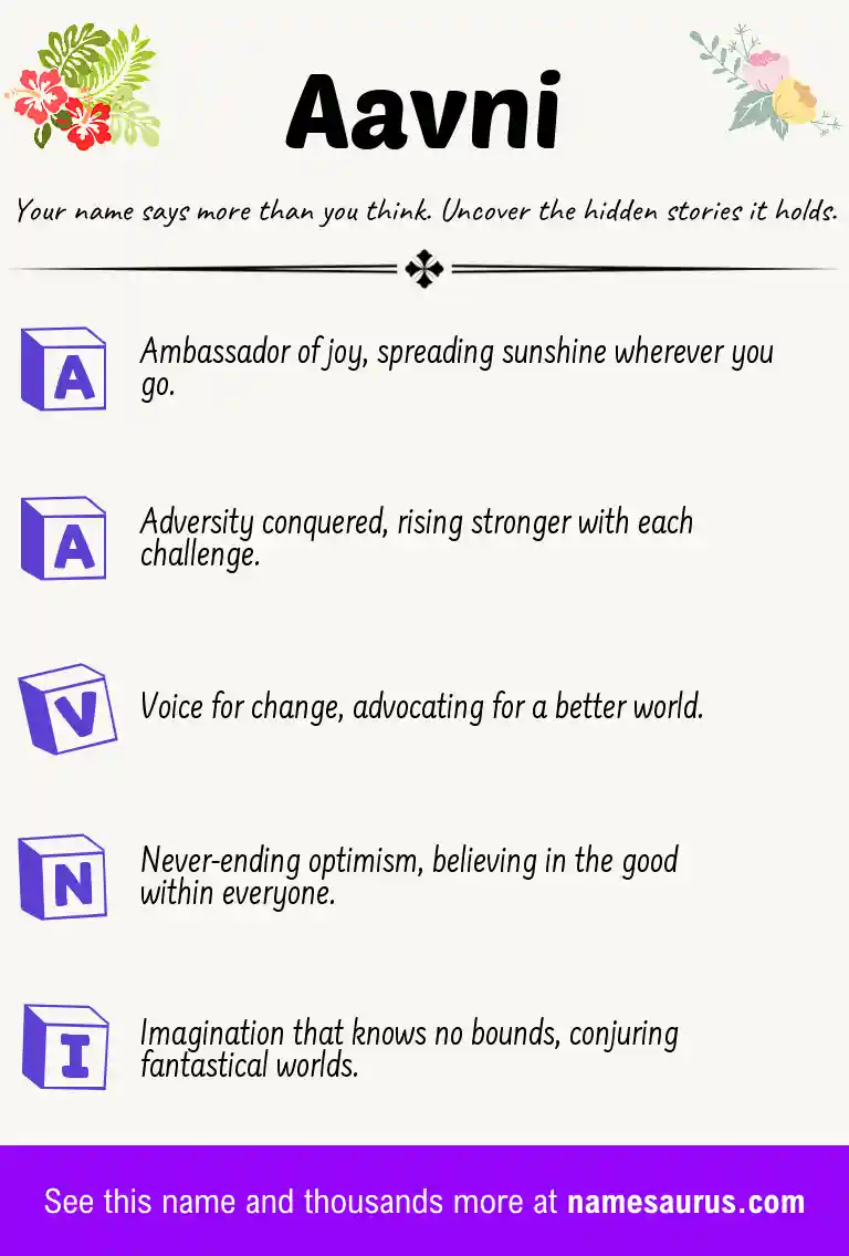 Acrostic poem about Aavni.