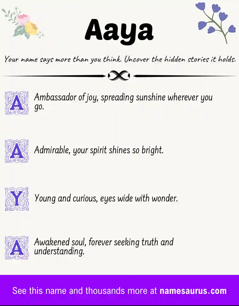 Acrostic poem about Aaya.