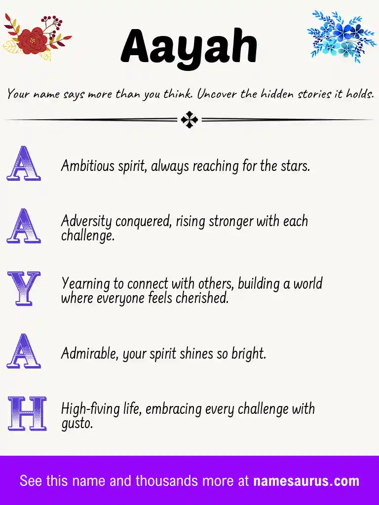 Acrostic poem about Aayah.
