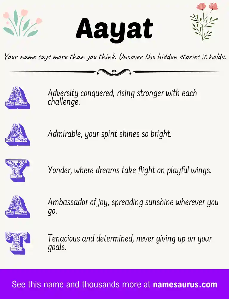 Acrostic poem about Aayat.
