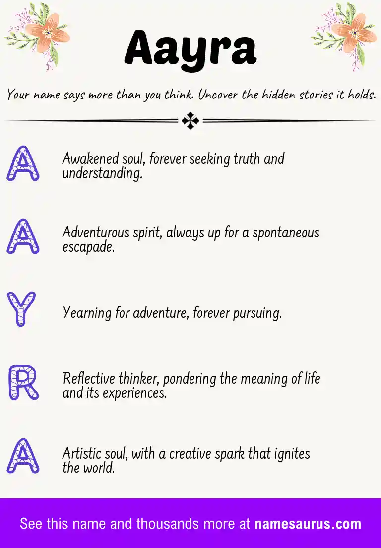 Acrostic poem about Aayra.