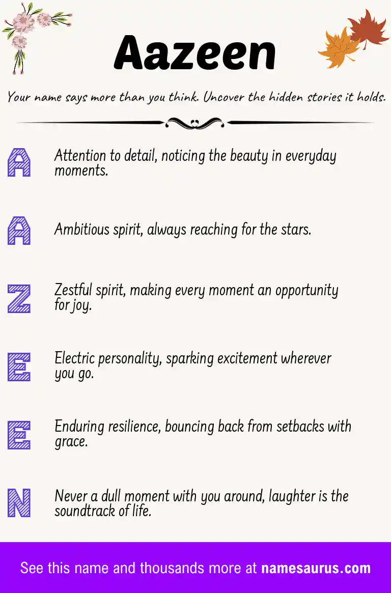 Acrostic poem about Aazeen.