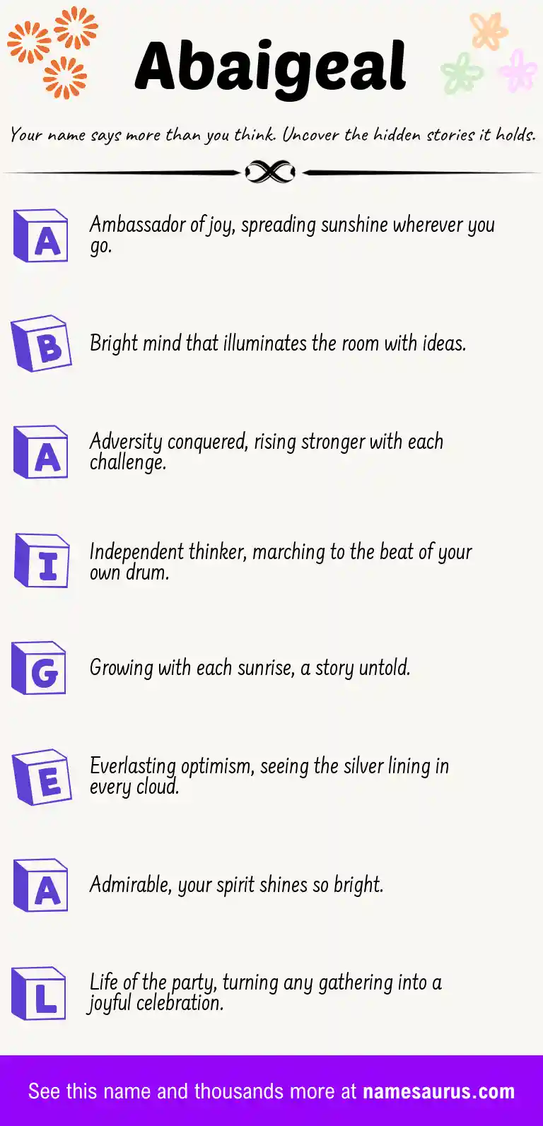 Acrostic poem about Abaigeal.