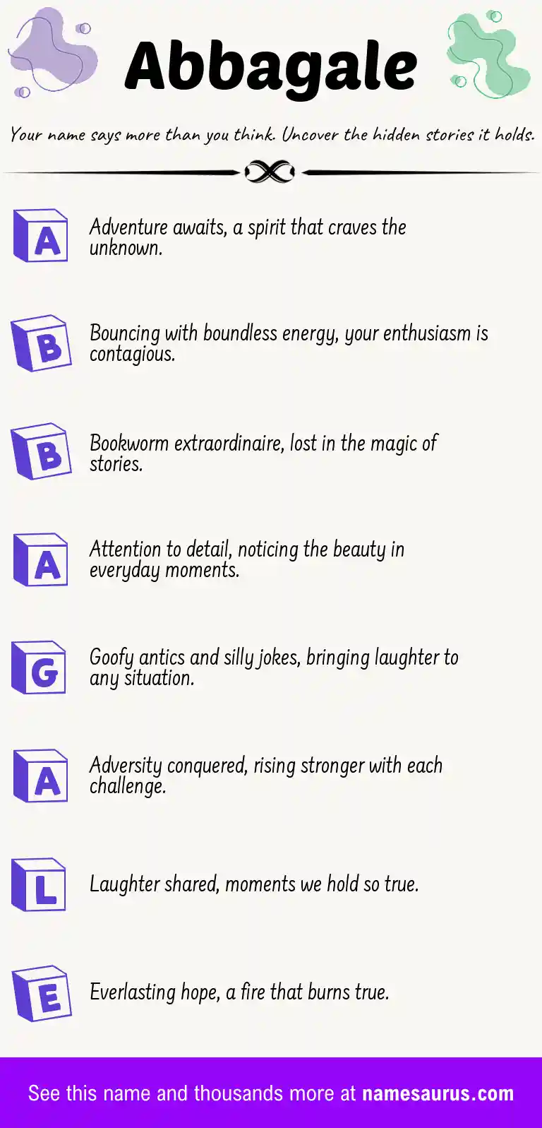 Acrostic poem about Abbagale.
