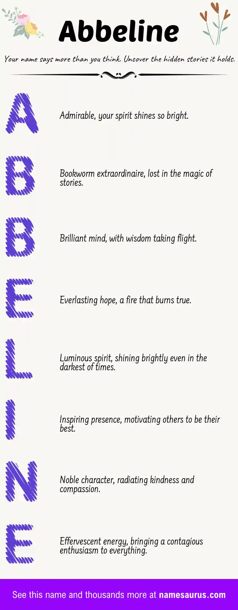Acrostic poem about Abbeline.