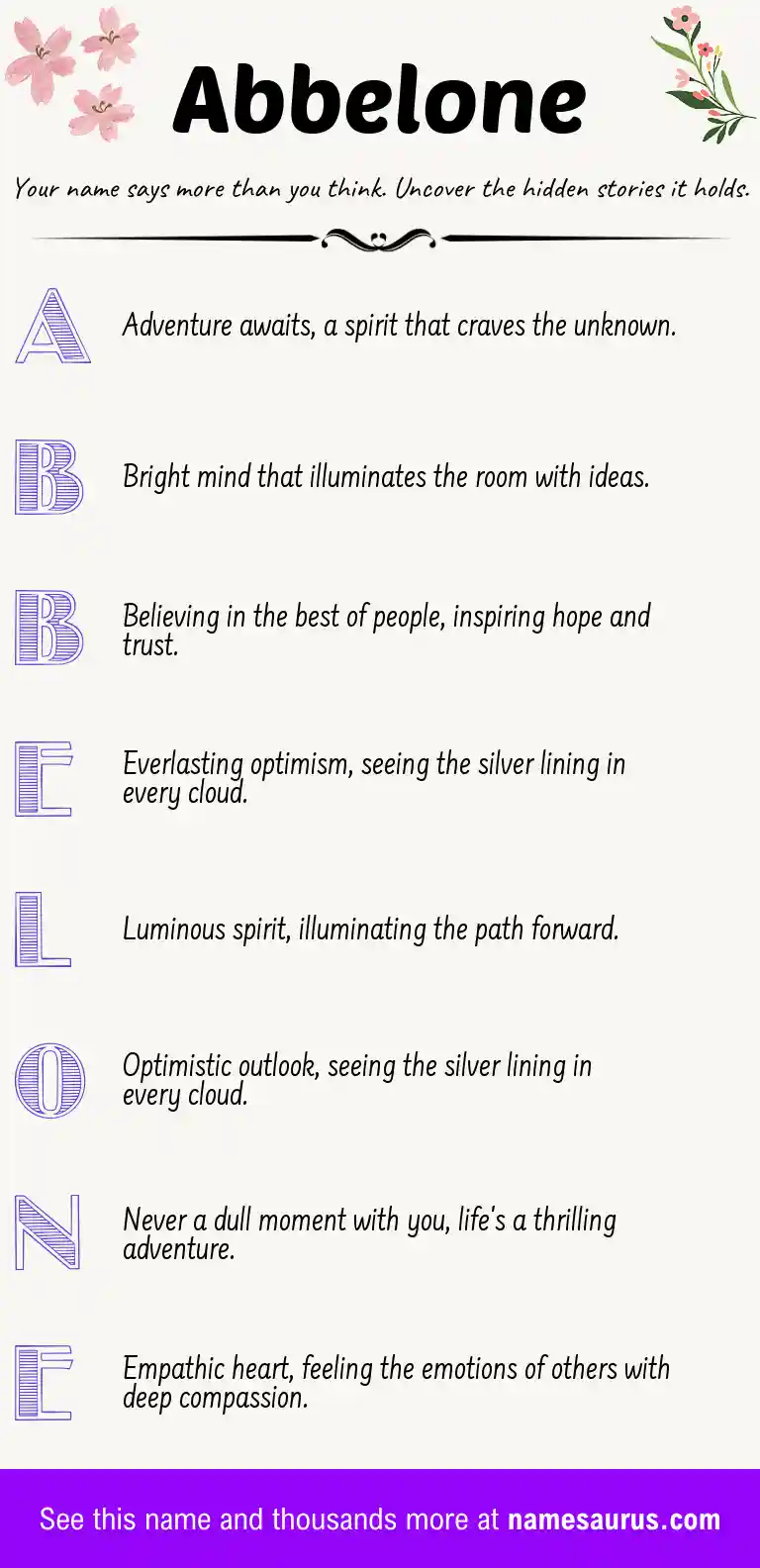 Acrostic poem about Abbelone.