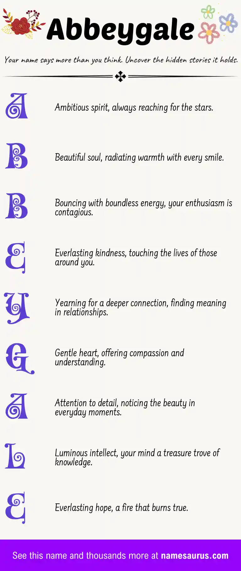 Acrostic poem about Abbeygale.